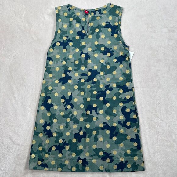 Smiling Button Girls Size 6 Green Camo Gold Polka Dot Tunic Dress New - Picture 4 of 7